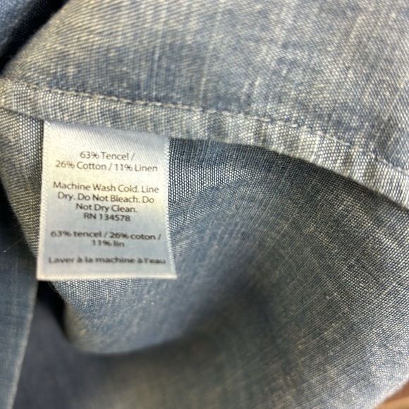 Vineyard Vines Blue Chambray Dress Flutter Sleeve Lace Up Tassel Size 00 - Picture 4 of 6